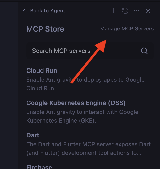 Click Manage MCP Servers