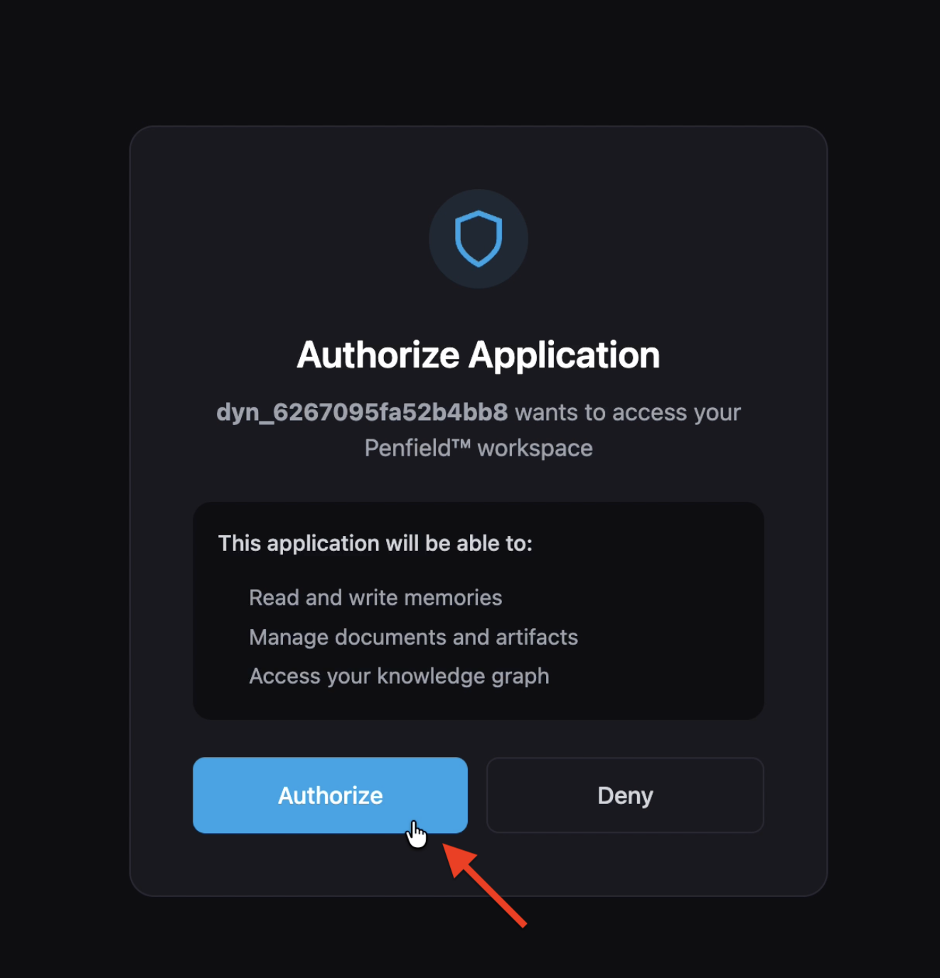 Penfield authorization prompt
