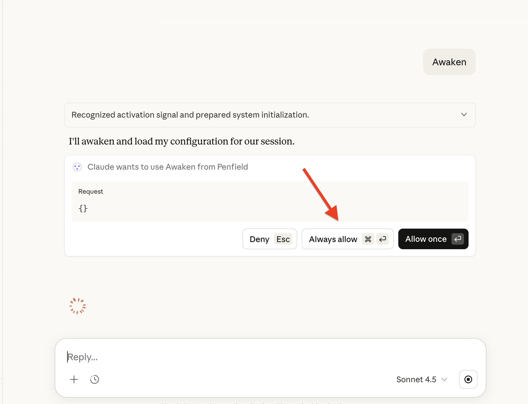 Tool permission prompt